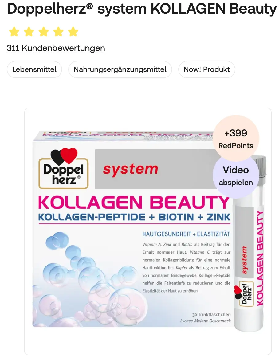 Collagen Thủy Phân Doppelherz Kollagen Beauty, 30 x 25 ml