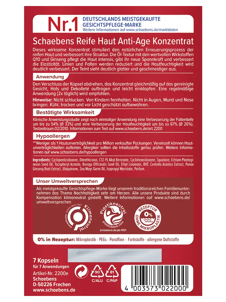 Viên nang Schaebens Reife Haut Konzentrat, 7 viên