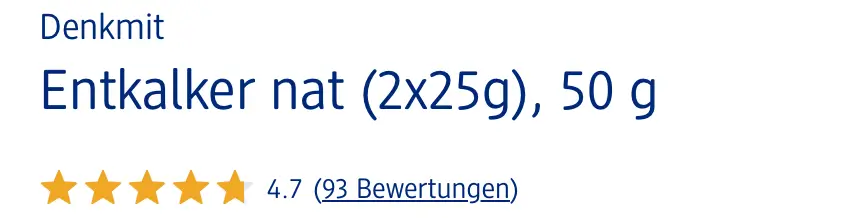 Bột Tẩy Cặn Nhanh Denkmit Schnell Entkalker, 2 gói x 25g