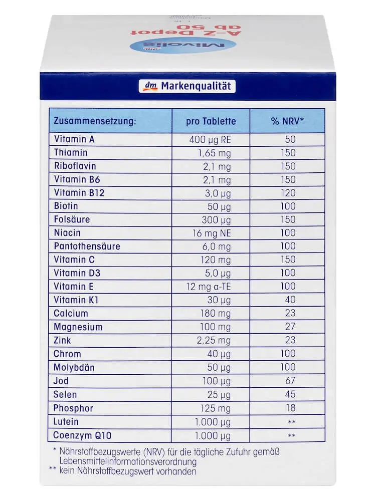 Vitamin Tổng Hợp Mivolis A Z Depot ab 50, 100 Viên