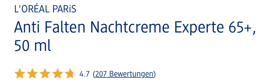 Kem dưỡng da Loreal Anti Falten Experte 65 Nachtcreme, 50ml