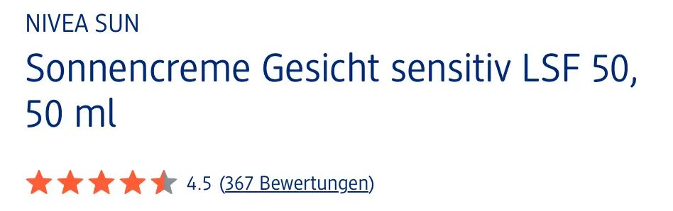 Kem chống nắng Nivea Sun Sensitivee Spf 50 50 ml