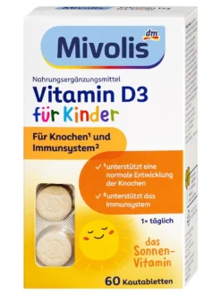 Viên Nhai Mivolis Vitamin D3 Fur Kinder Cho Trẻ Em Từ 4 Tuổi, 60 Viên