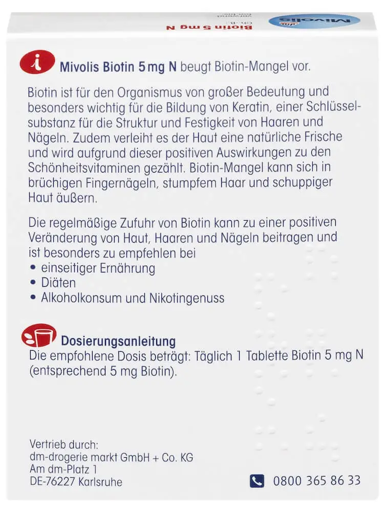 Thuốc mọc tóc Mivolis Biotin 5 mg N, 60 viên