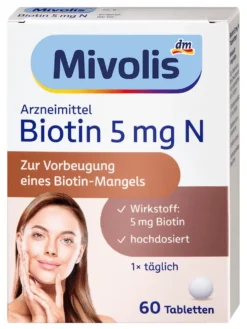 Thuốc mọc tóc Mivolis Biotin 5 mg N, 60 viên