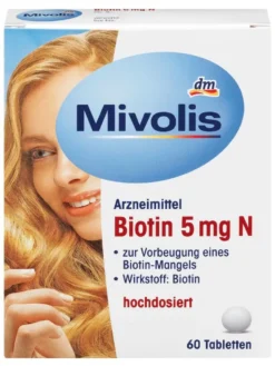 Thuốc mọc tóc Mivolis Biotin 5 mg N, 60 viên