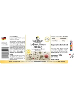 Viên uống trắng da Warnke L-Glutathion 500mg, 100 viên