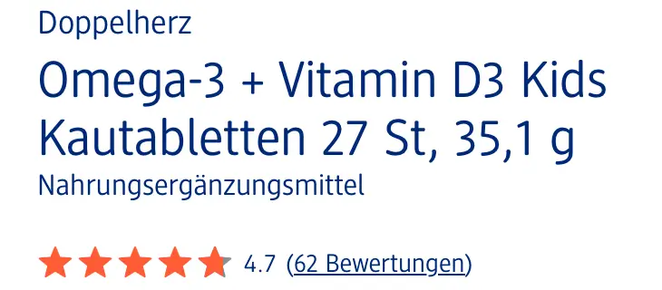 Viên Nhai Doppelherz Omega-3 Vitamin D3 Kids 27 viên